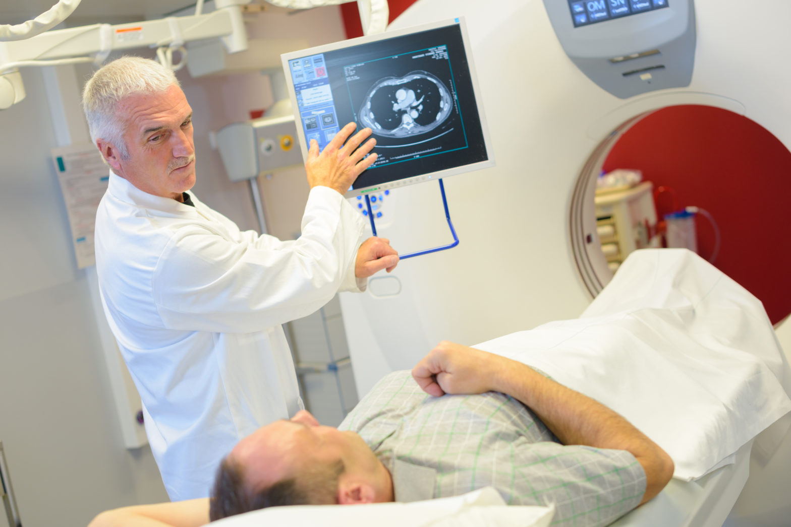 man discussing test results