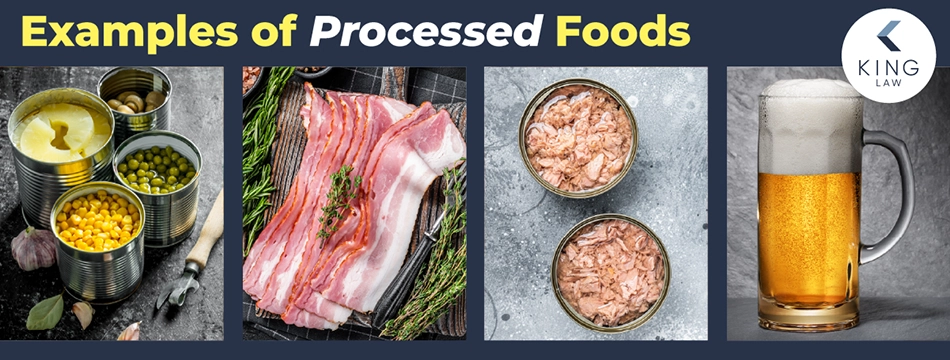 Graphic showing image examples of processed foods.
