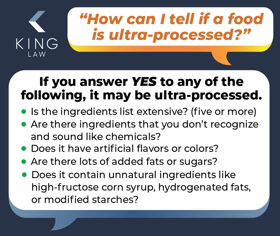 Infographic explaining how you can figure out if a food is ultra-processed.