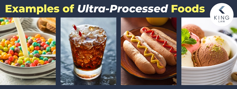 Graphic showing images of ultra-processed foods.
