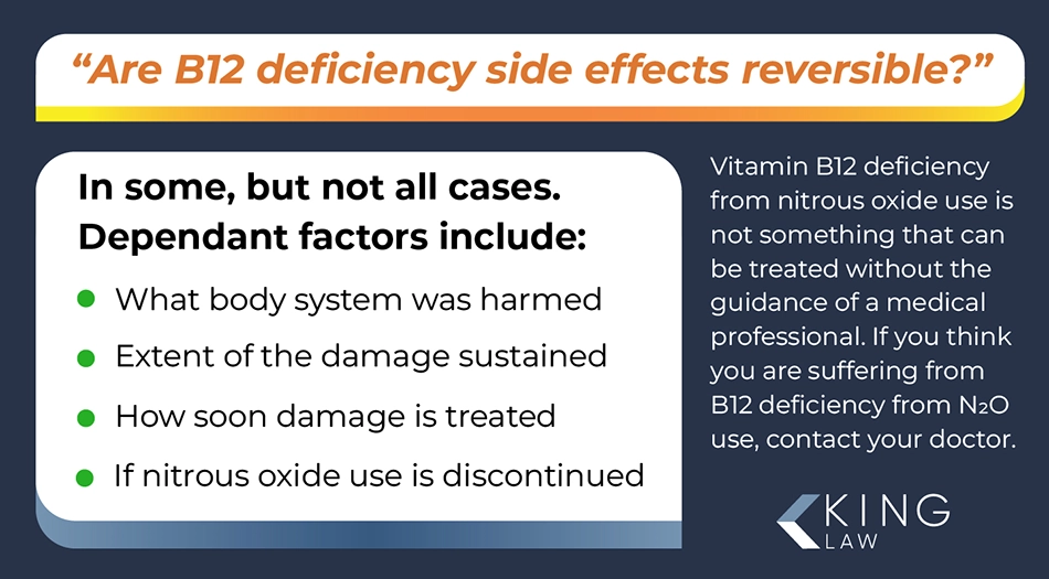 Infographic answering the question "are b12 deficiency side effects reversible?"