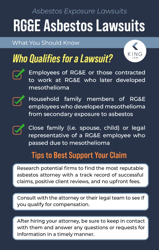 Eligibility criteria for a Rochester Gas and Electric asbestos lawsuit and tips for supporting your claim.