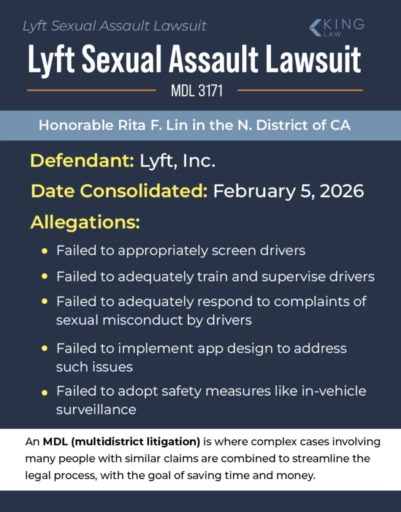 Overview of defendants and allegations of the Lyft Sexual Assault Lawsuit MDL 3171.