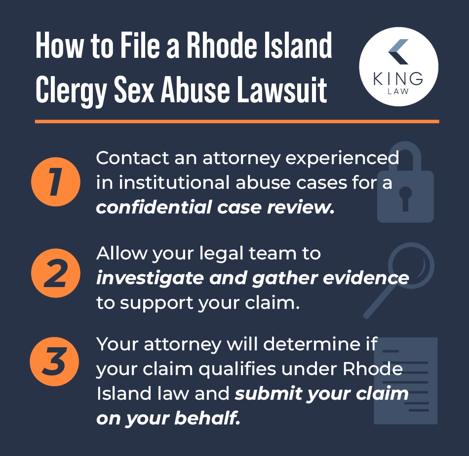 Three steps to file a Rhode Island Catholic church sex abuse lawsuit.