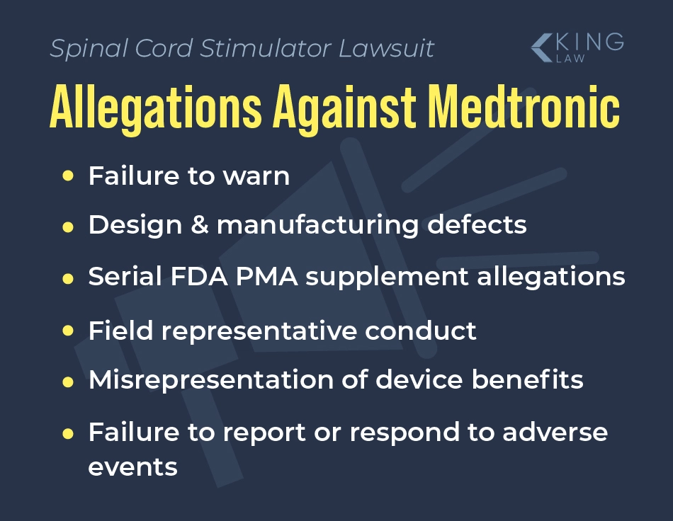 List of allegations against Medtronic spinal cord stimulators.