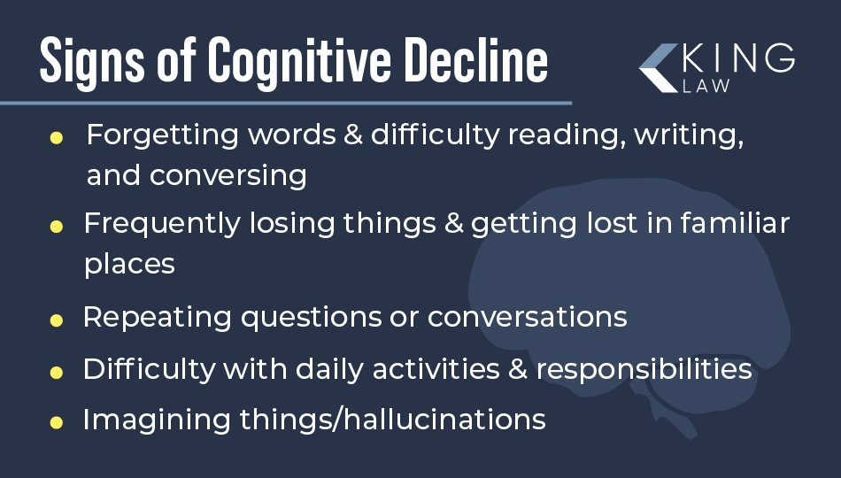 List of indications someone is going through cognitive decline.