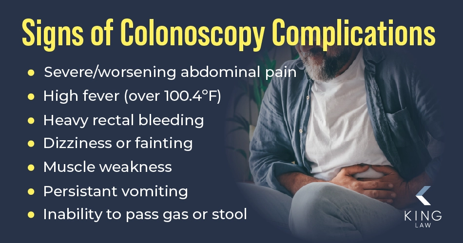 List of signs that someone is having colonoscopy complications.