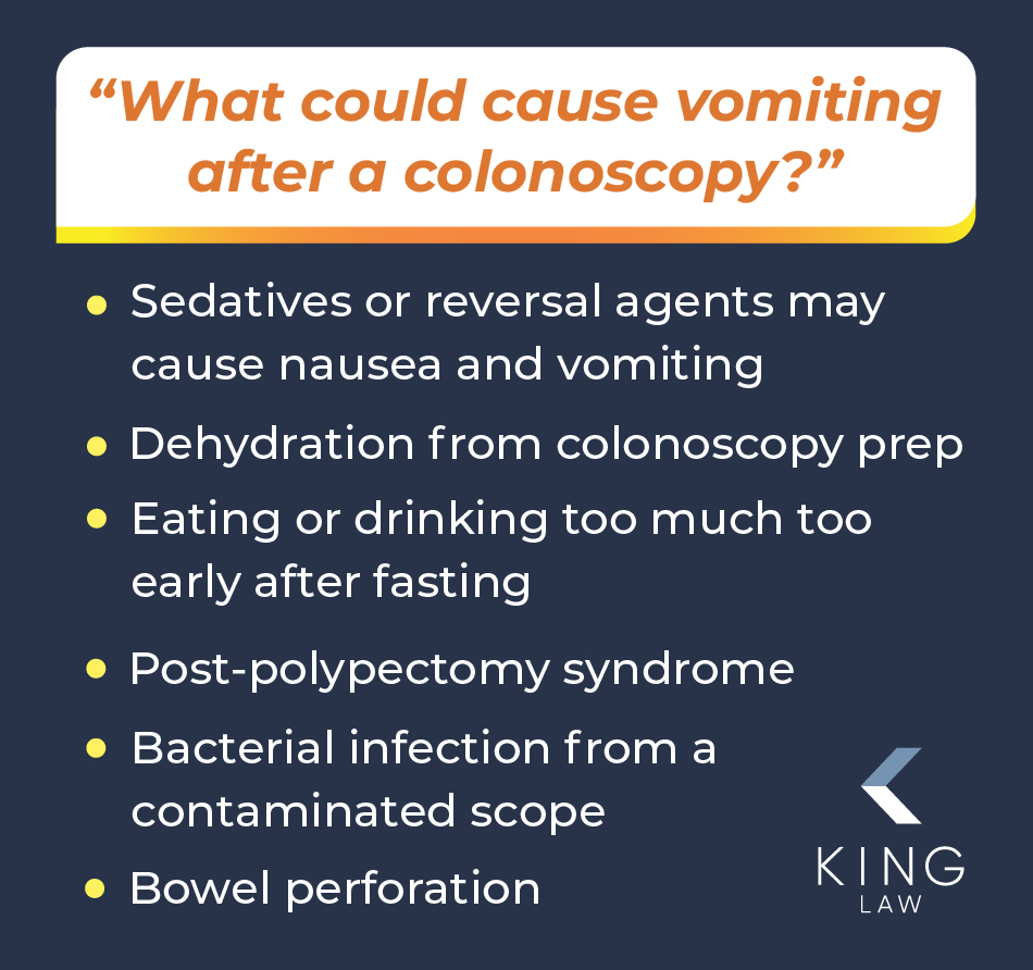 List of potential reasons a colonoscopy may cause vomiting.